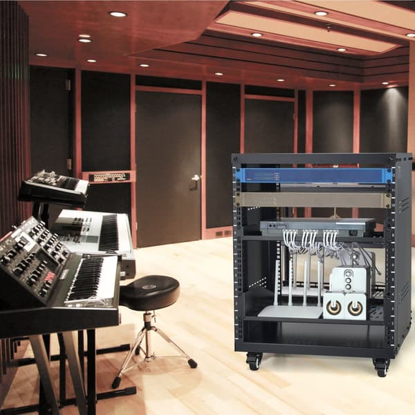12U AV Rack Stativ, 500 lbs Kapacitet, Hållbart Rack för Nätverks- och Stereo-inspelningsstudio, Professionell Användning
