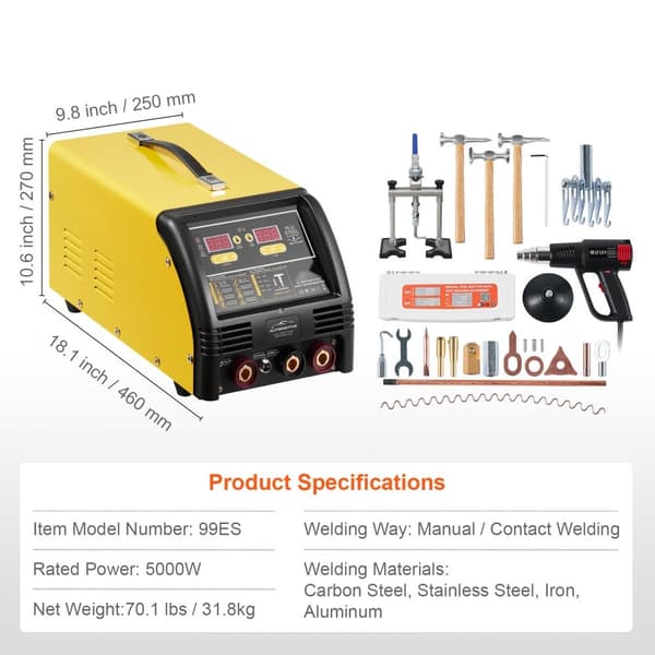 Dual Pro Stud Welder 5KW -hitsauskone teräspaneeleille, alumiinipaneelien hitsaaminen, ammattilaislaatu