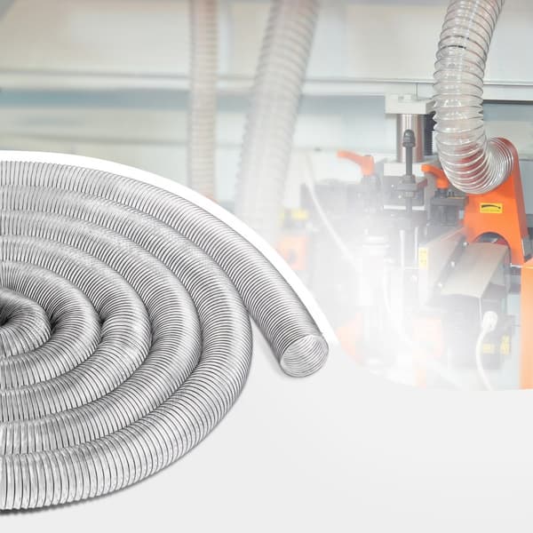 Støvopsamlingsslange 4'' x 50', Fortykket PVC, Fleksibel, Høj Kvalitet, Ideel til Støvsuger og Maskiner.