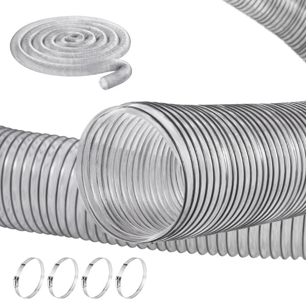 Støvopsamlingsslange 4'' x 50', Fortykket PVC, Fleksibel, Høj Kvalitet, Ideel til Støvsuger og Maskiner.