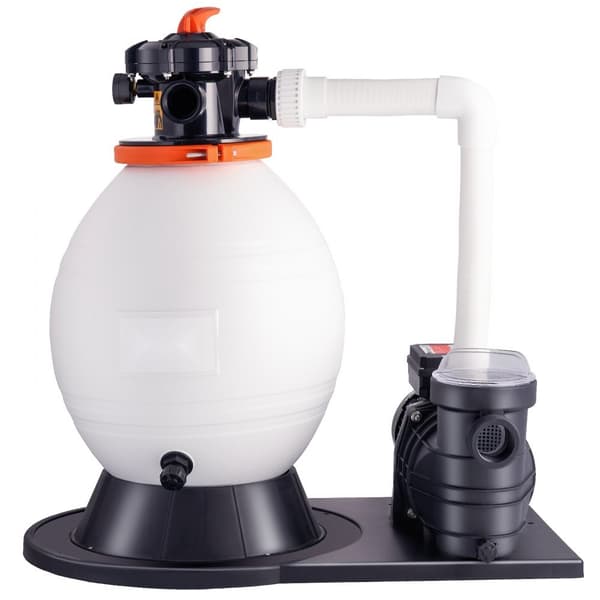 Sandfilterpumpe 1,14 hk, 850w, 16-tommer sandtank, 18000 L/h flow, svømmebassinpumpe & filtre, 6-vejs ventilsæt, til private & kommercielle pools.