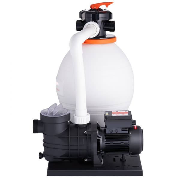 Sandfilterpumpe 1,14 hk, 850w, 16-tommer sandtank, 18000 L/h flow, svømmebassinpumpe & filtre, 6-vejs ventilsæt, til private & kommercielle pools.