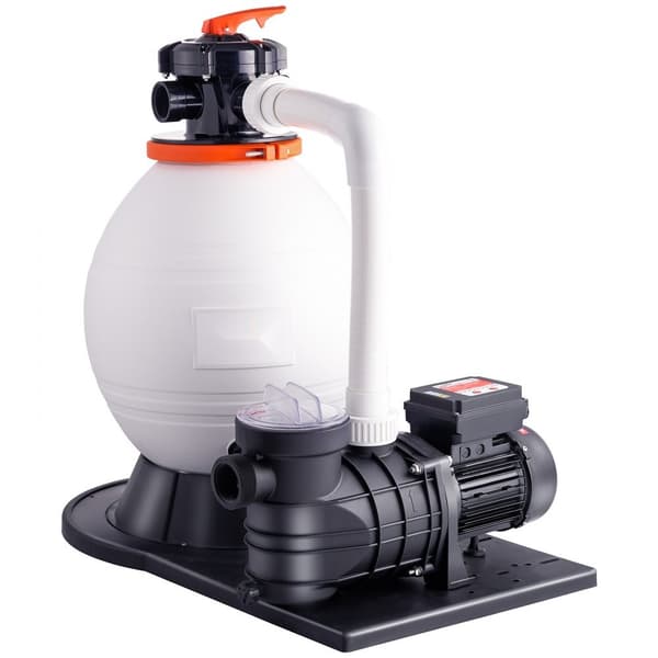 Sandfilterpumpe 1,14 hk, 850w, 16-tommer sandtank, 18000 L/h flow, svømmebassinpumpe & filtre, 6-vejs ventilsæt, til private & kommercielle pools.
