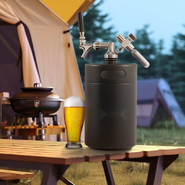 Trycksatt Growler Mini ölfat, 170 oz (5L), hållbar design, perfekt för hantverksöl, fest och samlingar, svart