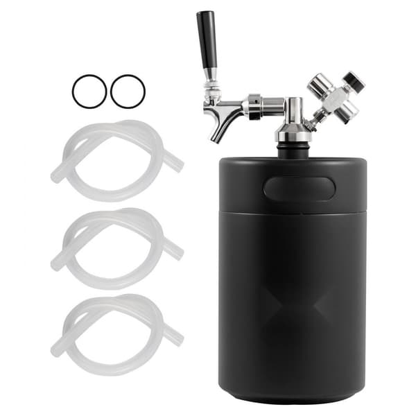 Trycksatt Growler Mini ölfat, 170 oz (5L), hållbar design, perfekt för hantverksöl, fest och samlingar, svart
