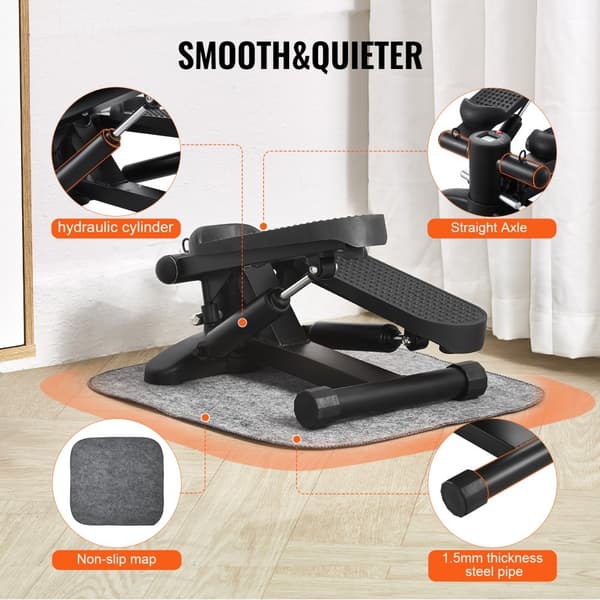 Mini stepper til hjemmetræning, sammenklappelig med modstandsbånd, kompakt og effektiv til cardio og styrketræning.