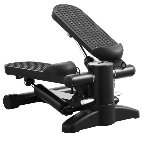 Mini stepper til hjemmetræning, sammenklappelig med modstandsbånd, kompakt og effektiv til cardio og styrketræning.