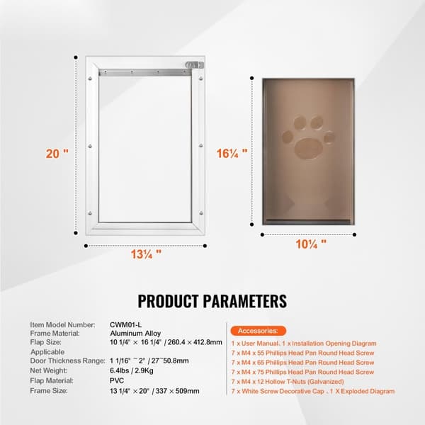 Kæledyrsdør med lås og magnetisk klapsystem, stort design, aluminiumsramme, nem installation, ideel til døre.