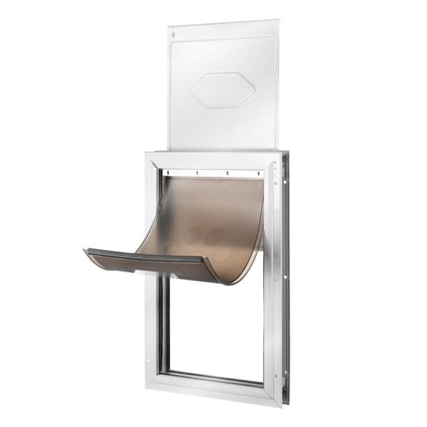 Kæledyrsdør med lås, magnetisk klapsystem, aluminiumsramme, XL størrelse, nem installation, holdbar og slidstærk.