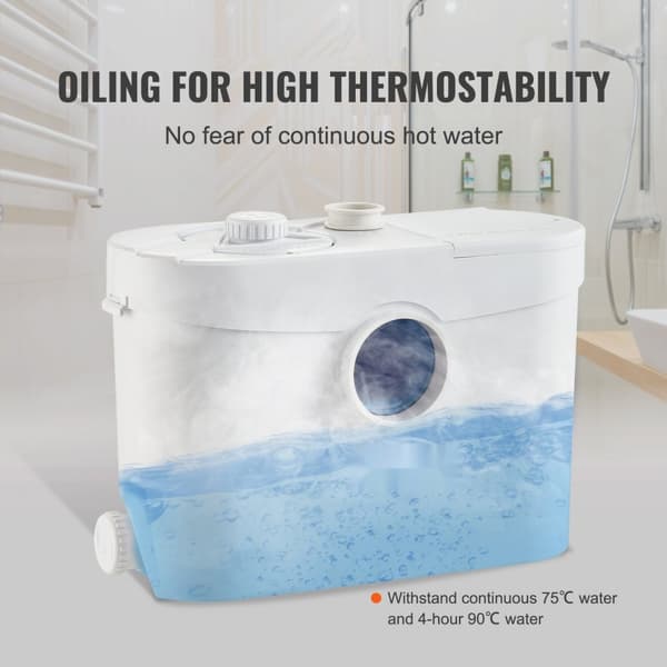 Macerator Avfallspump 700W, 9600l/h, 10m utloppshuvud, 99% effektiv, perfekt för toalett, källare, kök, badkar, diskmaskin