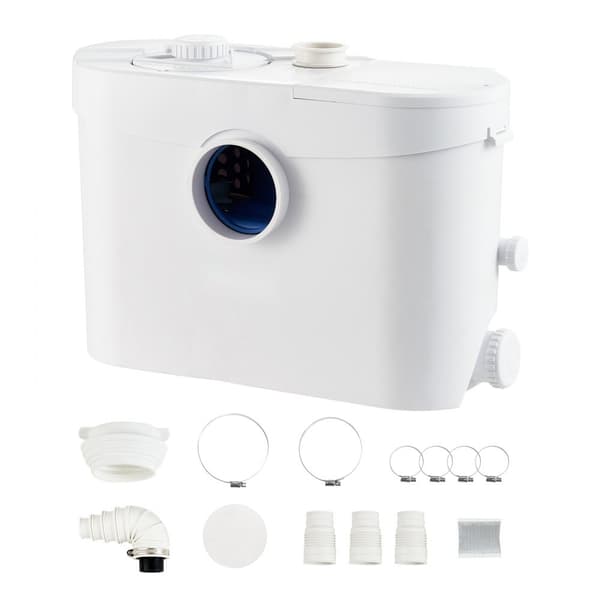 Macerator Avfallspump 700W, 9600l/h, 10m utloppshuvud, 99% effektiv, perfekt för toalett, källare, kök, badkar, diskmaskin