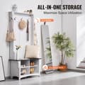 Miniatyrbillede 3 af 11: Hall Tree i træ med bænk, 5 kroge, ideel til entre og gangareal, smart opbevaring og funktionelt design.