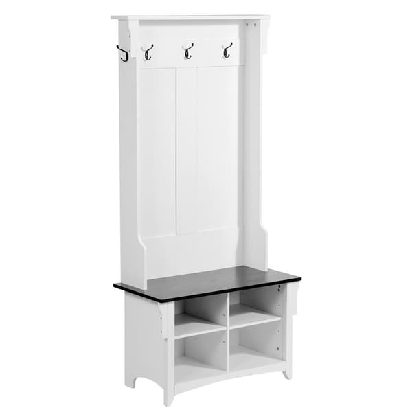 Hall Tree i træ med bænk, 5 kroge, ideel til entre og gangareal, smart opbevaring og funktionelt design.