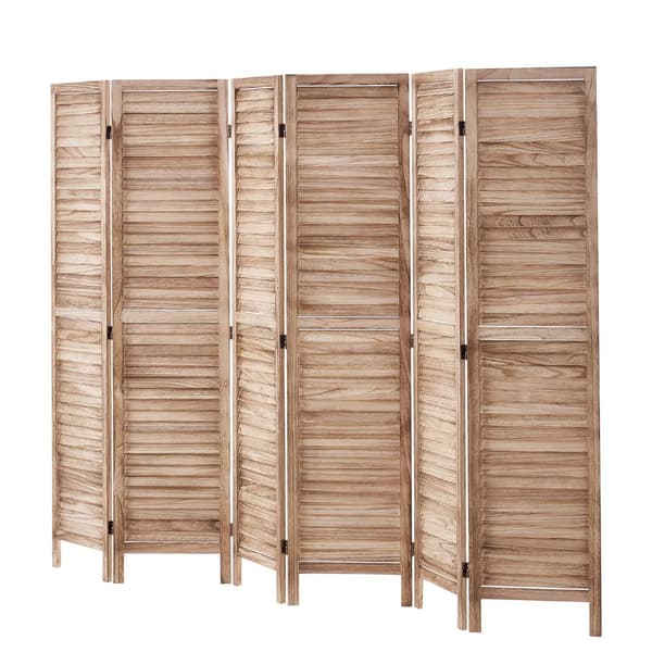 6-panel træ skillevæg, bærbar rumdeler, perfekt til hjemmekontor og stueindretning, fleksibel og pladsbesparende.