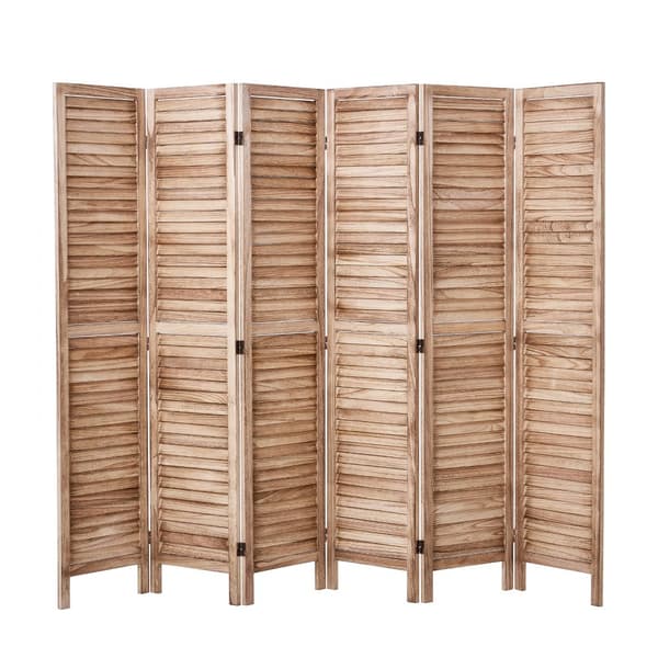 6-panel træ skillevæg, bærbar rumdeler, perfekt til hjemmekontor og stueindretning, fleksibel og pladsbesparende.