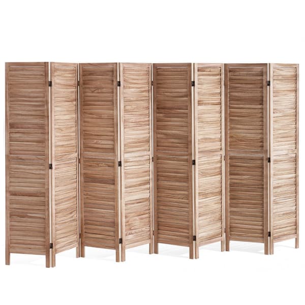 Træ Rumdeler 8 Paneler, Justerbar Træskærm til Rumadskillelse, Ideel til Hjemmekontor, Elegante og Funktionelle Løsninger.