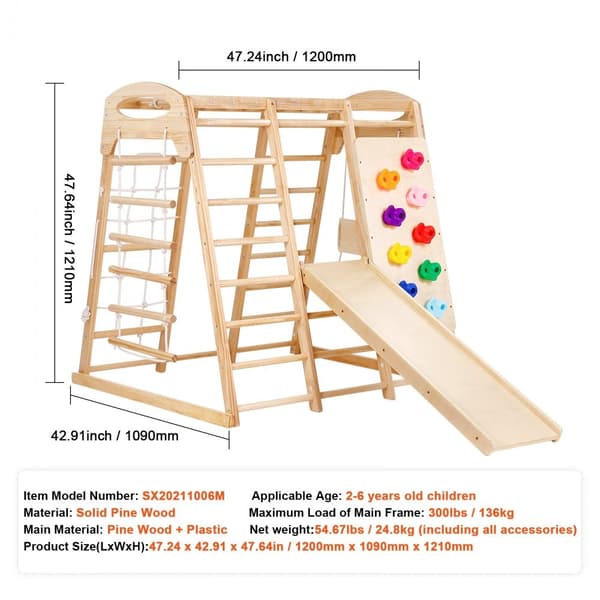 Indendørs Jungle Gym 7-i-1, Træklatrelegetøj til Småbørn, Indendørs Legeplads med Multifunktionel Underholdning.