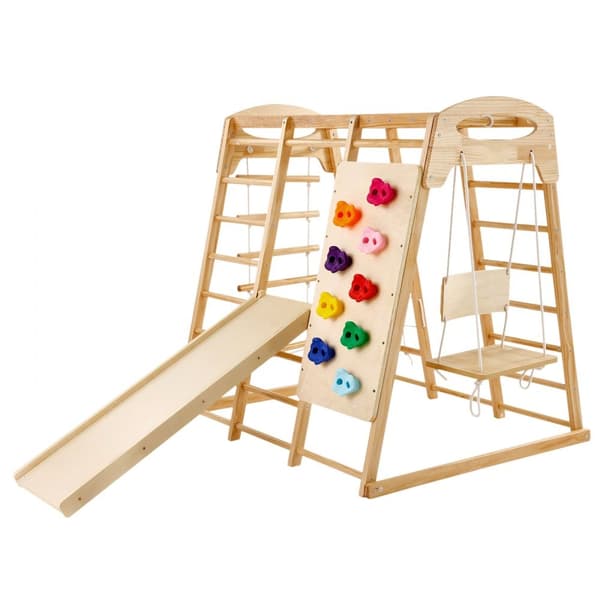 Indendørs Jungle Gym 7-i-1, Træklatrelegetøj til Småbørn, Indendørs Legeplads med Multifunktionel Underholdning.