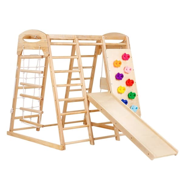 Indendørs Jungle Gym 7-i-1, Træklatrelegetøj til Småbørn, Indendørs Legeplads med Multifunktionel Underholdning.