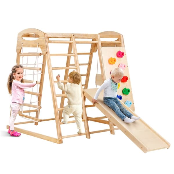 Indendørs Jungle Gym 7-i-1, Træklatrelegetøj til Småbørn, Indendørs Legeplads med Multifunktionel Underholdning.