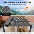 Pikkukuva 3 / 11: 10'x10' Ulkokäyttöinen Sisäänvedettävä Pergola, Aurinkovarjo, Alumiini, Harmaa, Kestävä Katos, Helppo Asennus