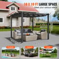 Pikkukuva 5 / 11: 10'x10' Ulkokäyttöinen Sisäänvedettävä Pergola, Aurinkovarjo, Alumiini, Harmaa, Kestävä Katos, Helppo Asennus