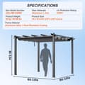 Pikkukuva 7 / 11: 10'x10' Ulkokäyttöinen Sisäänvedettävä Pergola, Aurinkovarjo, Alumiini, Harmaa, Kestävä Katos, Helppo Asennus