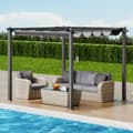Pikkukuva 8 / 11: 10'x10' Ulkokäyttöinen Sisäänvedettävä Pergola, Aurinkovarjo, Alumiini, Harmaa, Kestävä Katos, Helppo Asennus