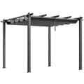 Pikkukuva 9 / 11: 10'x10' Ulkokäyttöinen Sisäänvedettävä Pergola, Aurinkovarjo, Alumiini, Harmaa, Kestävä Katos, Helppo Asennus