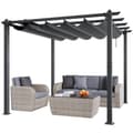 Pikkukuva 1 / 11: 10'x10' Ulkokäyttöinen Sisäänvedettävä Pergola, Aurinkovarjo, Alumiini, Harmaa, Kestävä Katos, Helppo Asennus