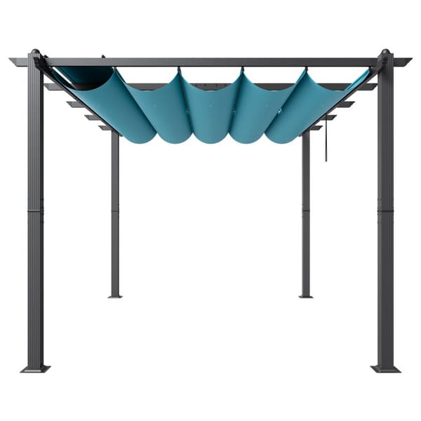 Infällbar utomhuspergola 10'x13', solskyddstak av aluminium, hållbar design för trädgård och uteplats