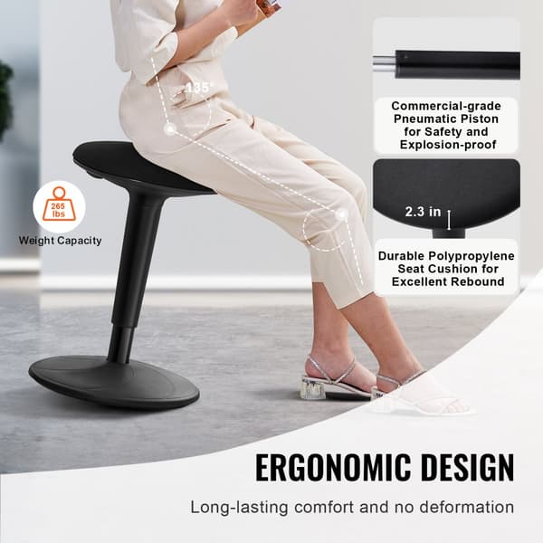 Wobble Chair Højdejusterbar (55-72 cm), Active Chair til børn 12-18 år, Sort, Ergonomisk design, Stabilitet, Forbedrer koncentration.