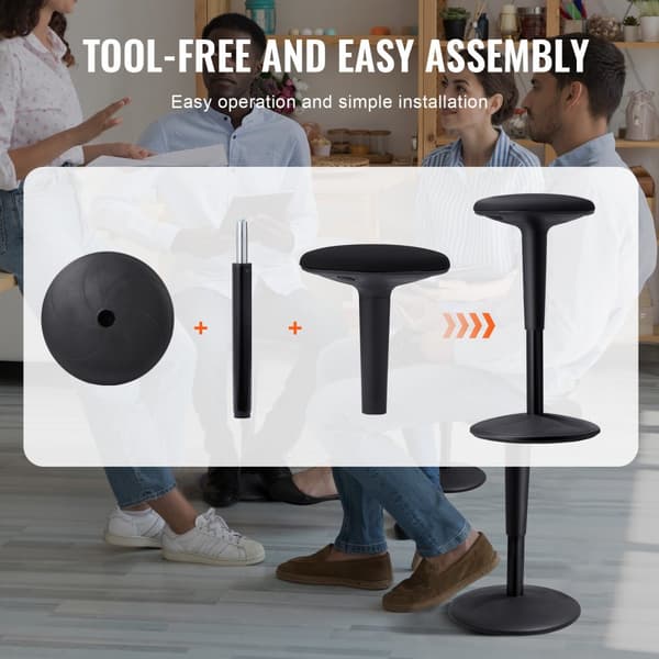 Wobble Chair Højdejusterbar (55-72 cm), Active Chair til børn 12-18 år, Sort, Ergonomisk design, Stabilitet, Forbedrer koncentration.