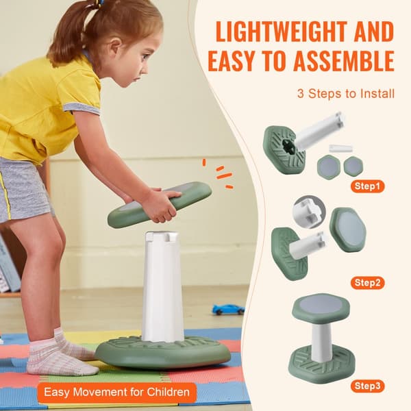 Grøn Wobble Chair til Børn, Aktiv Stol med Svampepude, 3-7 År, Ergonomisk Design til Bedre Balance og Fokus