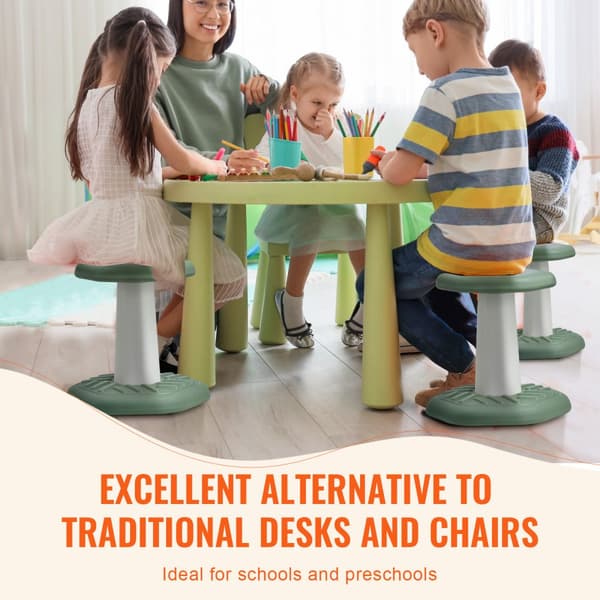Grøn Wobble Chair til Børn, Aktiv Stol med Svampepude, 3-7 År, Ergonomisk Design til Bedre Balance og Fokus