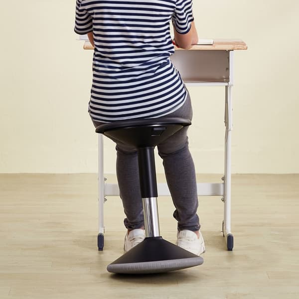 Wobble Chair Højdejusterbar 15,7-21,7, Aktiv Stol til Alder 12-18, Sort, Ergonomisk Design, Styrker Balance og Kropsholdning.