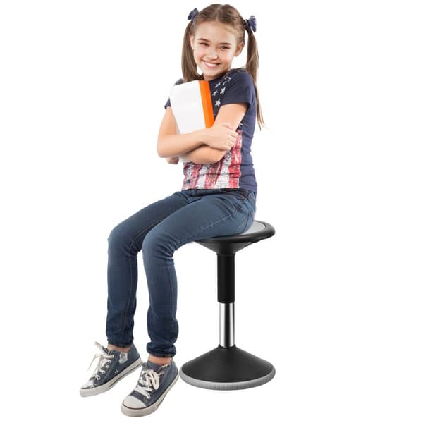 Wobble Chair Højdejusterbar 15,7-21,7, Aktiv Stol til Alder 12-18, Sort, Ergonomisk Design, Styrker Balance og Kropsholdning.