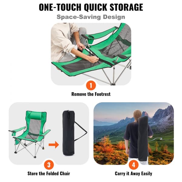 Bærbar campingstol, vippestol til 330 lbs, perfekt til hjem og udendørs brug, komfortabel og holdbar.