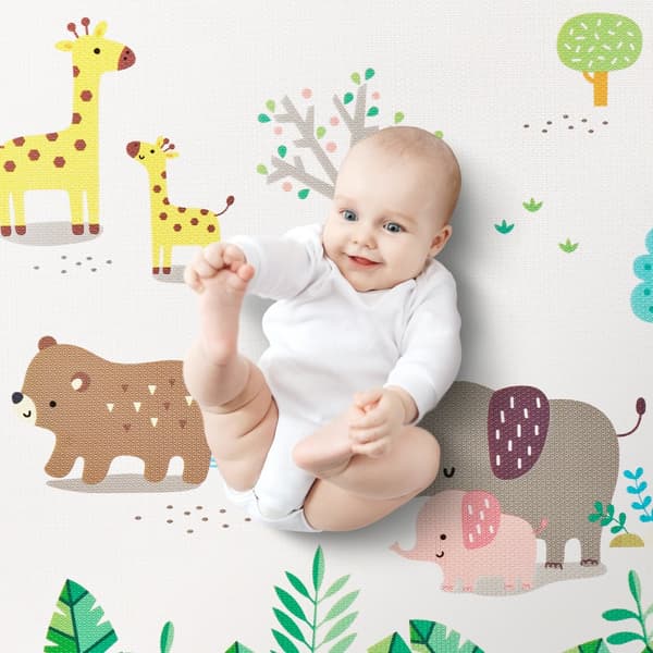 Babylegemåtte 55x82'' til børn, blød og vendbar aktivitetsmåtte, perfekt til kravl, sjov på gulvet!