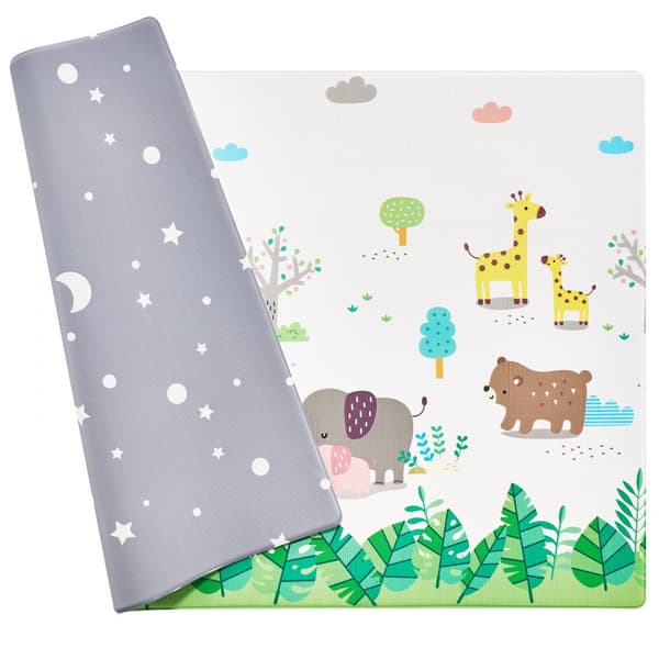 Babylegemåtte 55x82'' til børn, blød og vendbar aktivitetsmåtte, perfekt til kravl, sjov på gulvet!