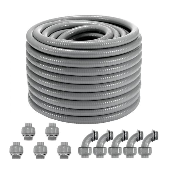 Fleksibel 3/4 PVC-ledning, væsketæt, ikke-metallisk, 100 fod, ideel til el-installationer og beskyttelse.