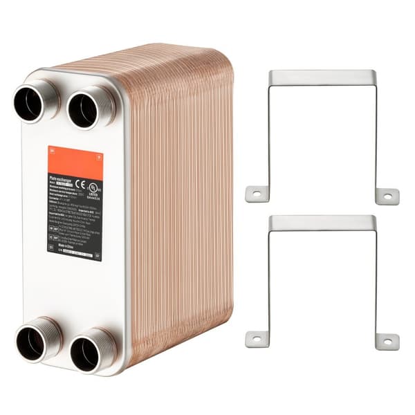 80 Pladevarmeveksler 4*1-1/4 MNPT-porte, 5x 12 Lodet 316L Rustfrit Stål, effektiv varmeoverførsel, holdbar konstruktion.