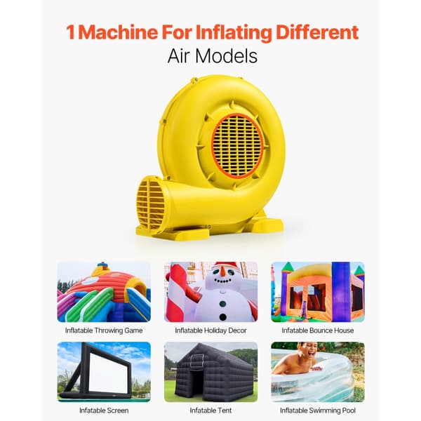 Oppustelig Bounce House blæser 0,8&1HP, 750W, kommerciel kvalitet, hurtig opstart, holdbar design, perfekt til fester.
