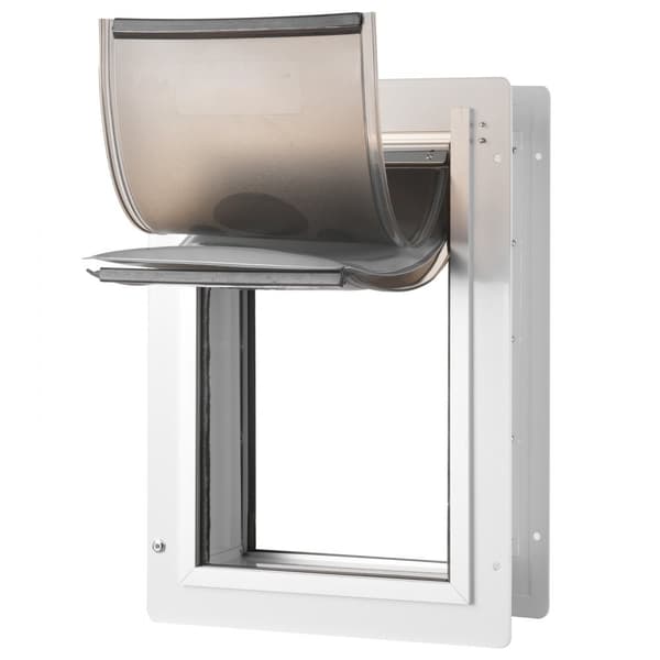 Kæledør til væg med lås, 3 magnetisk klapsystem, metalramme, lille, slidstærk, nem installation, perfekt til små kæledyr!
