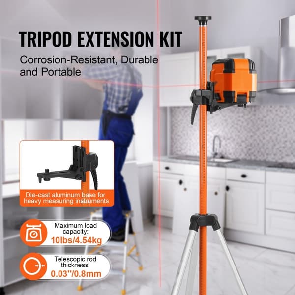 Lasernivåstativ 1/4-20 & 5/8-11, justerbar höjd 40,94-133,85 cm, perfekt för byggprojekt och precisionsarbete, stabil och hållbar