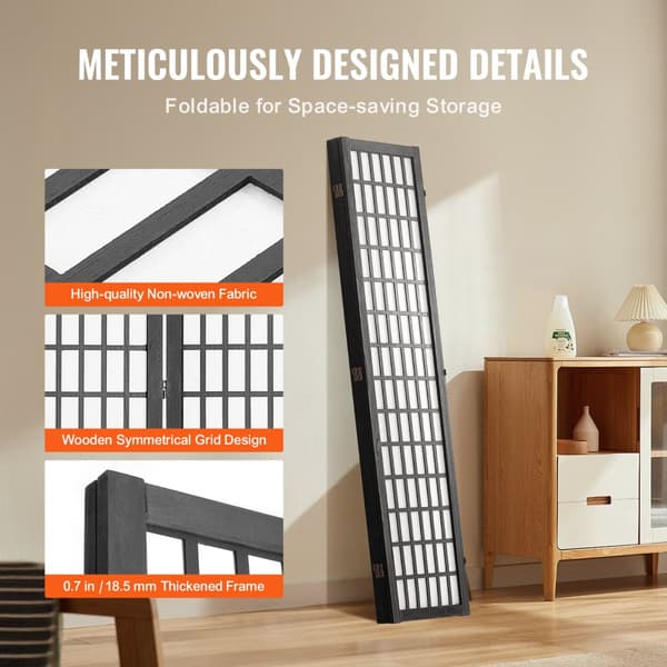 Japansk Rumdeler 4-panel Skærm, Elegant Vægsdivider, Ideel til Rumadskillelse, Pladsbesparende Design.