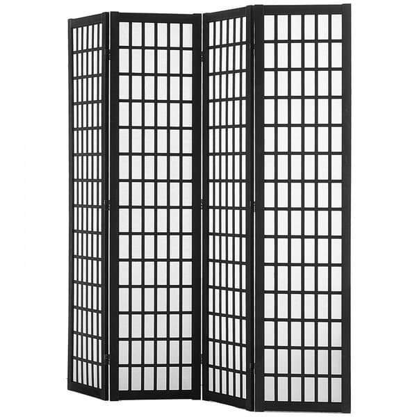 Japansk Rumdeler 4-panel Skærm, Elegant Vægsdivider, Ideel til Rumadskillelse, Pladsbesparende Design.