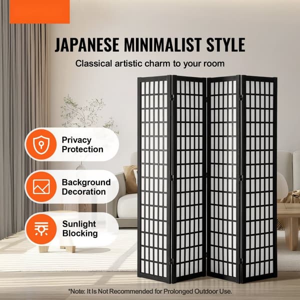 Japansk Rumdeler 4-panel Skærm, Elegant Vægsdivider, Ideel til Rumadskillelse, Pladsbesparende Design.