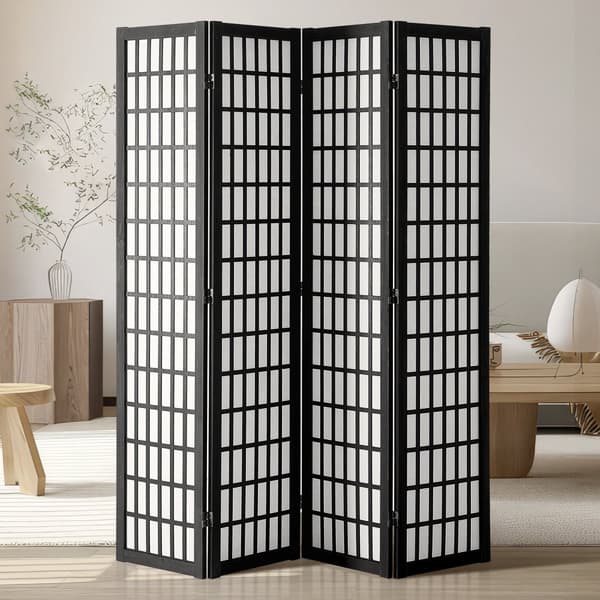 Japansk Rumdeler 4-panel Skærm, Elegant Vægsdivider, Ideel til Rumadskillelse, Pladsbesparende Design.