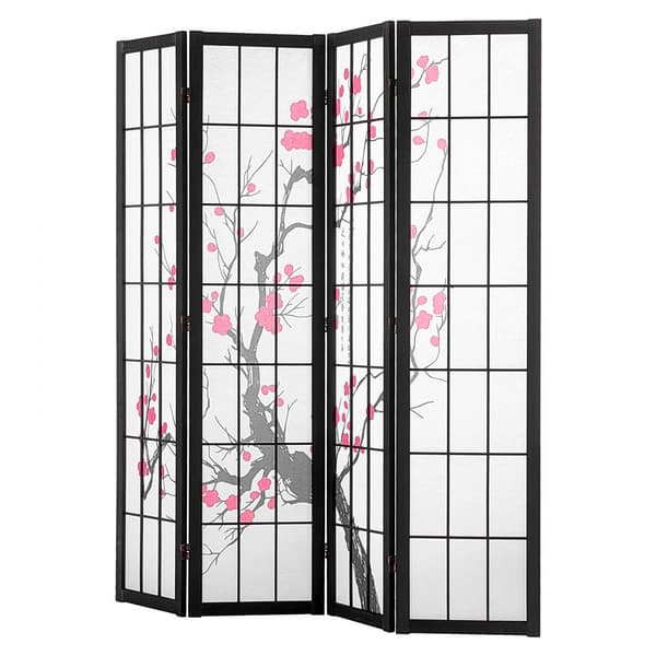 Japansk Rumdeler, 4-panelers Rumafskærmning, Praktisk Værelsesindretning, Justerbar Skærm til Adskillelse af Rum.